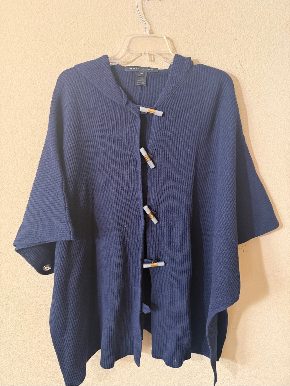 Marc by Marc Jacobs Navy Hooded Knit Poncho